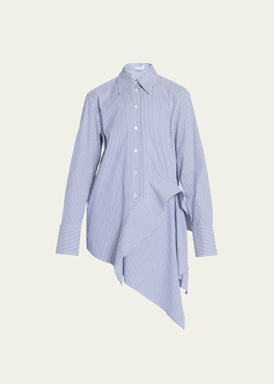 Image 1 of 1: Deconstructed Asymmetric Drape Button-Front Shirt