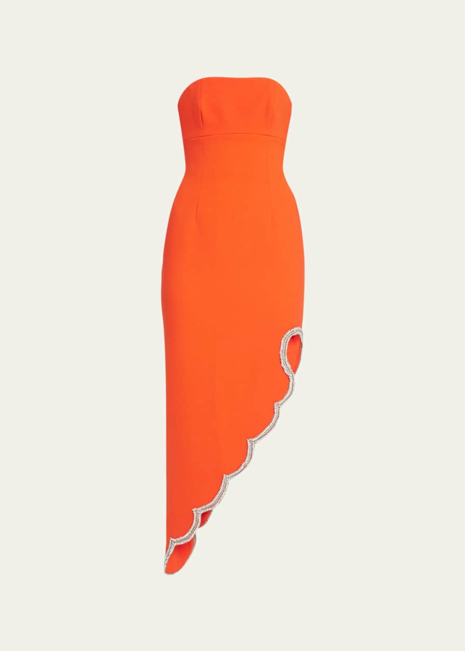 open lace back dress Rachel Gilbert Kyra Gown Flame Orange