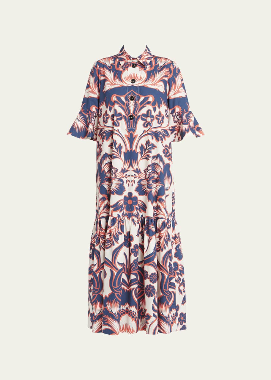 Image 1 of 1: Artemis Floral Patterned Maxi Shirtdress