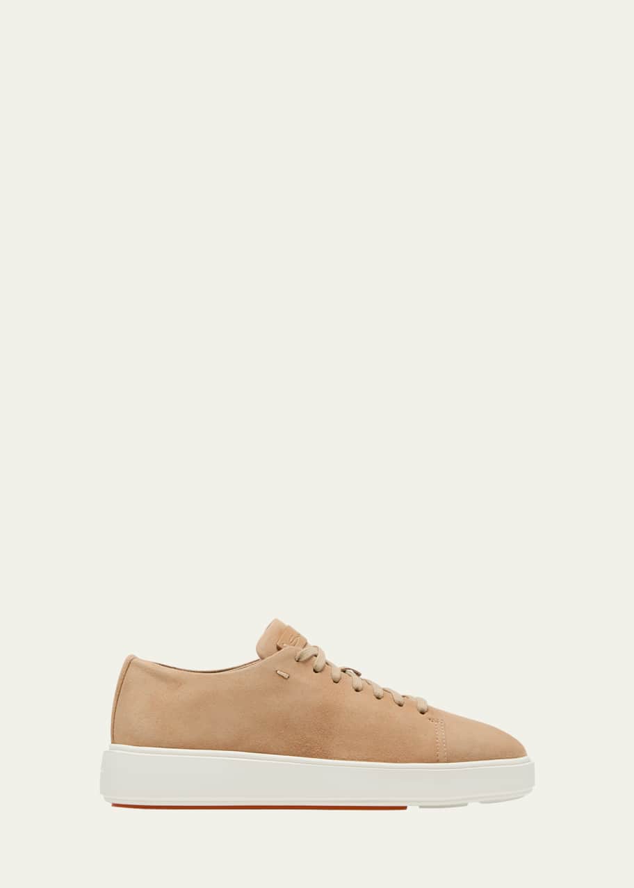 Santoni Fuzz Suede Low-Top Sneakers - Bergdorf Goodman