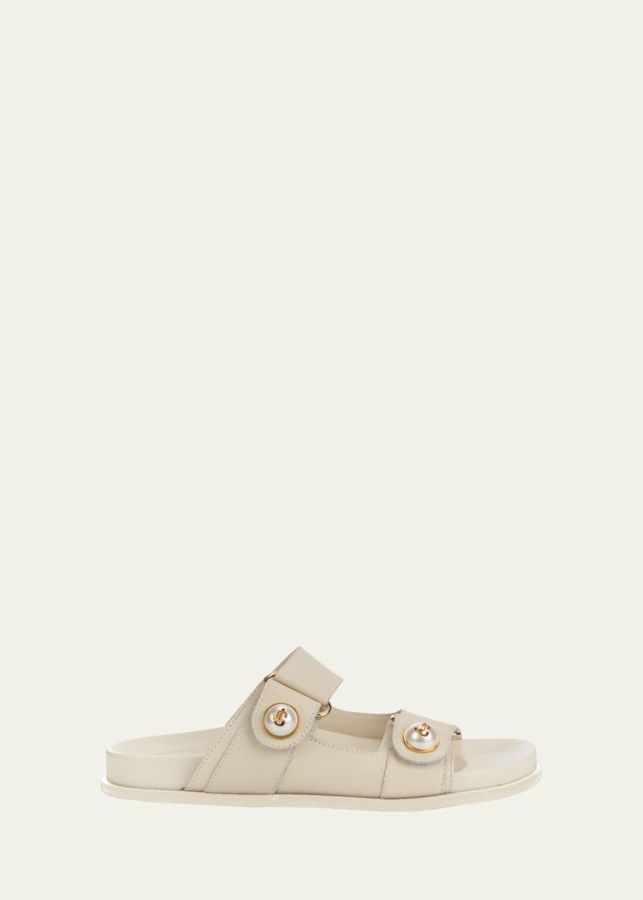 Image 1 of 1: Fayence Pearly-Button Slide Sandals