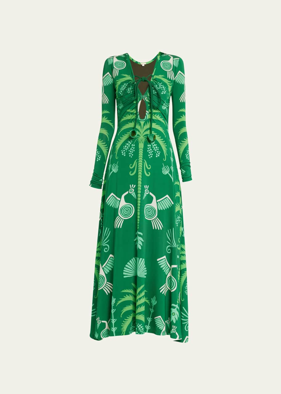 Johanna Ortiz Spiral Nebulas Printed Maxi Dress with Tie Front - Bergdorf  Goodman