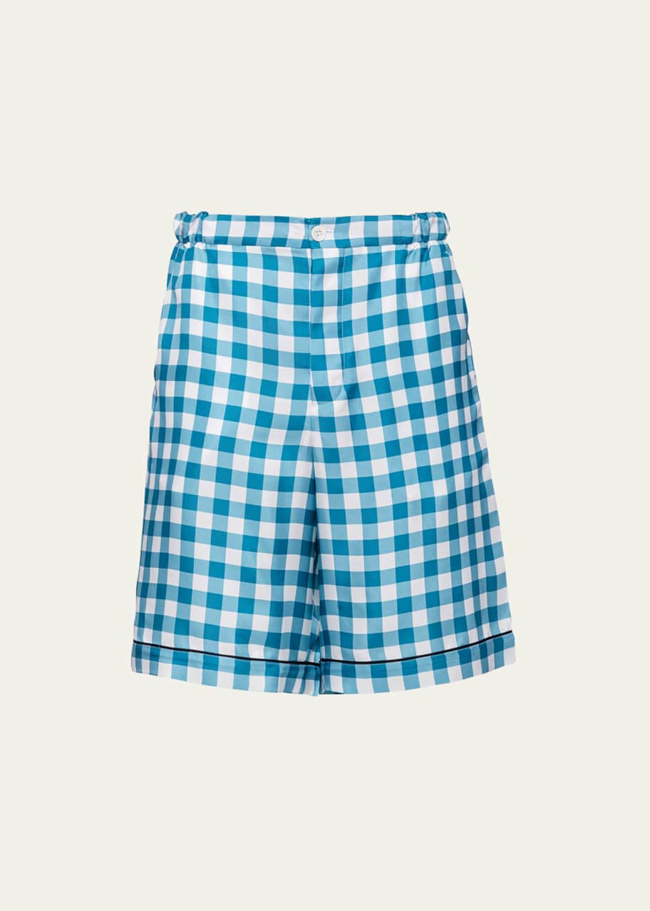Image 1 of 1: Men's Silk Gingham Shorts