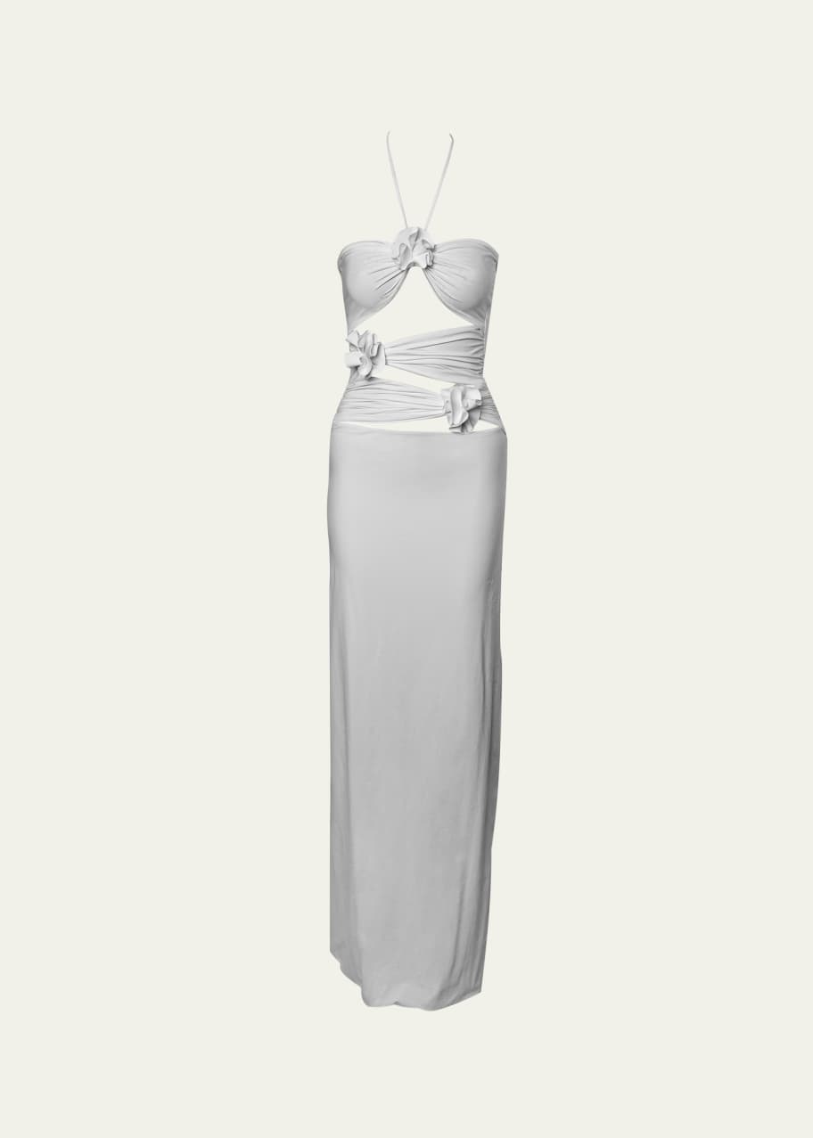 yellow linen halter dress Katherine Linen-Blend Halter Midi Dress main image 1