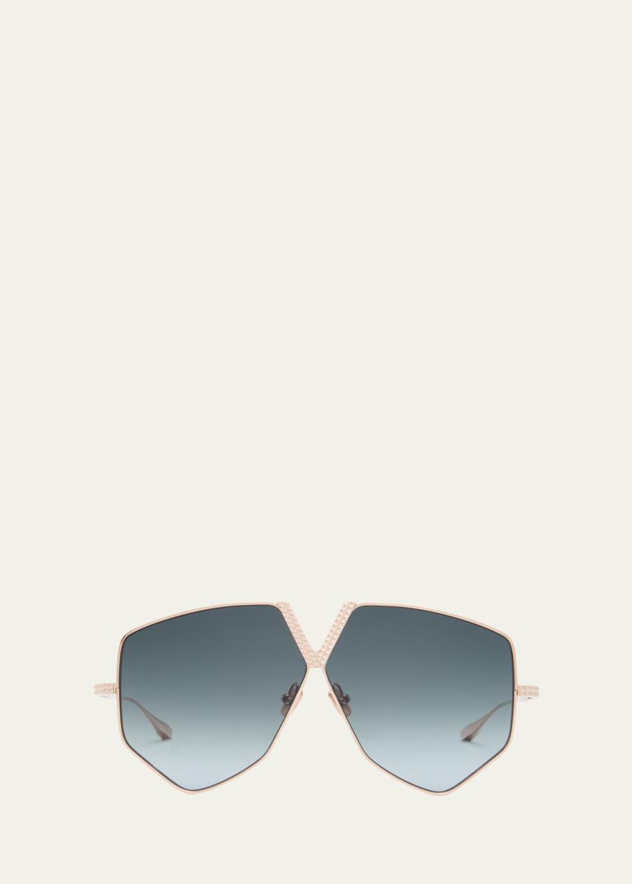 Valentino Garavani V-Hexagon Titanium Sunglasses - Bergdorf  display picture 3