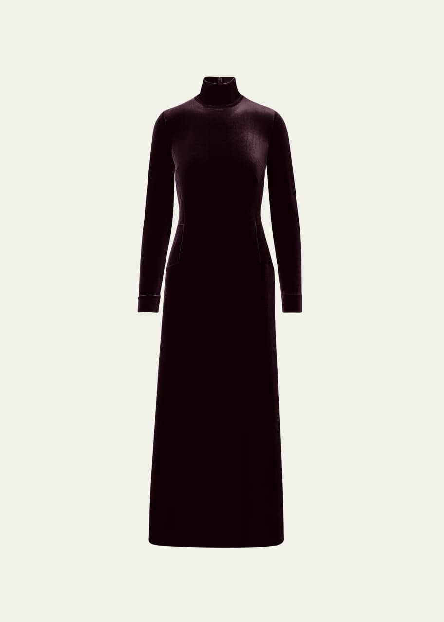 velvet mock neck dress Silmara Maxi Black / L by Sugarlips It has a chic Velvet Mockneck Dress