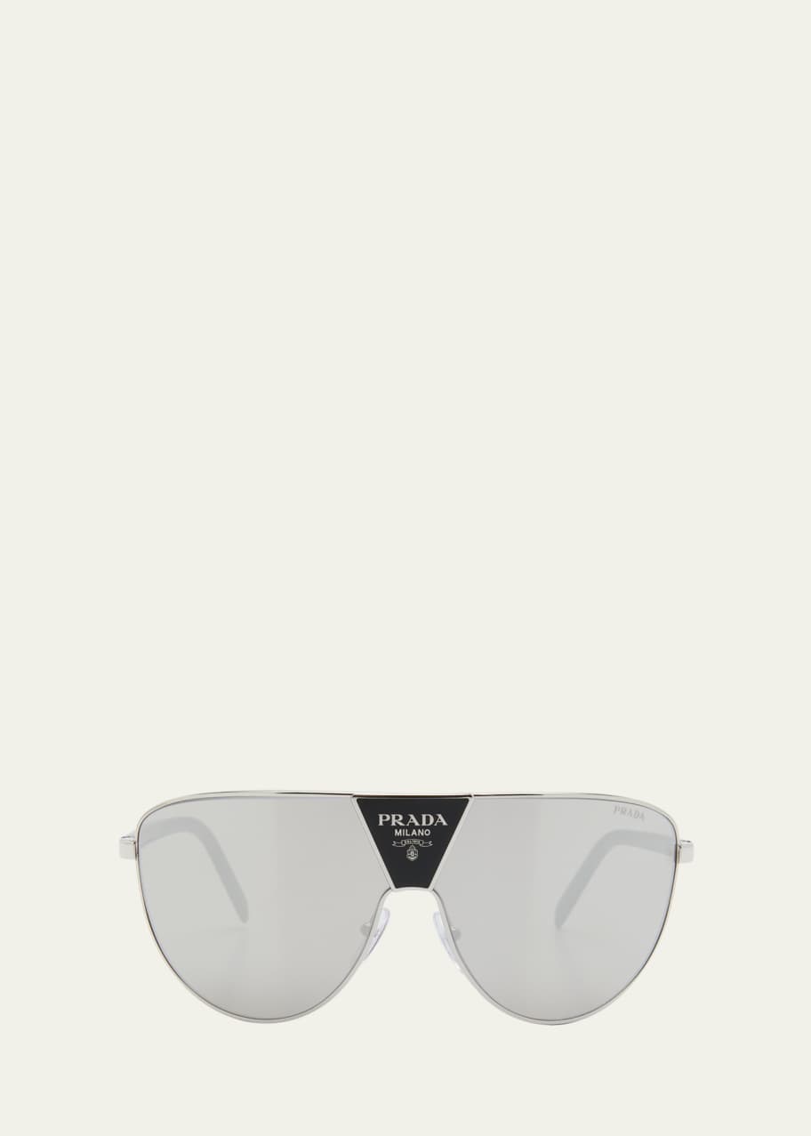 Prada PR 69Z Mirrored Mixed-Media Rectangle Sunglasses - Bergdorf