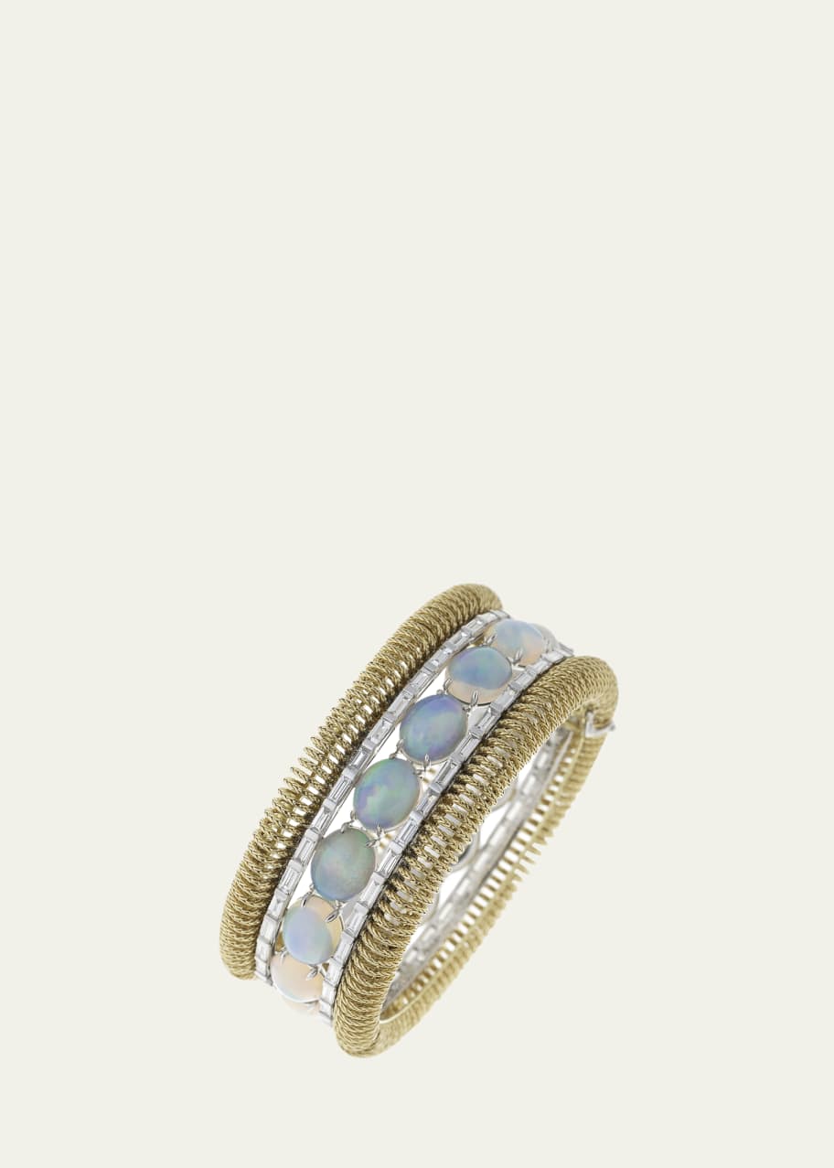 Image 1 of 1: Together 18K Gold Bracelet with Opals and Tapered Diamond Baguettes