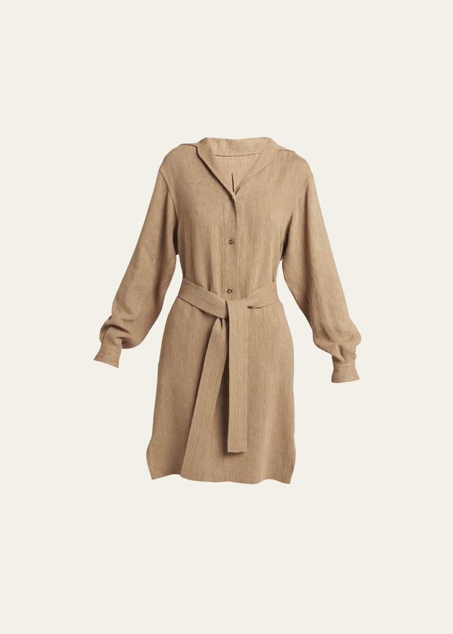 Loro Piana Birgit Summer Linen Belted Shirtdress - Bergdorf Goodman