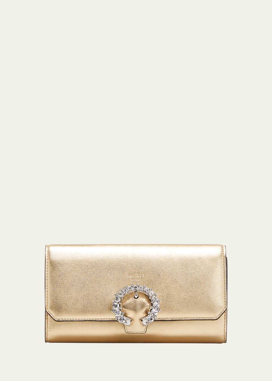 Jimmy Choo Madeline Mini Metallic Crystal Wallet with Chain