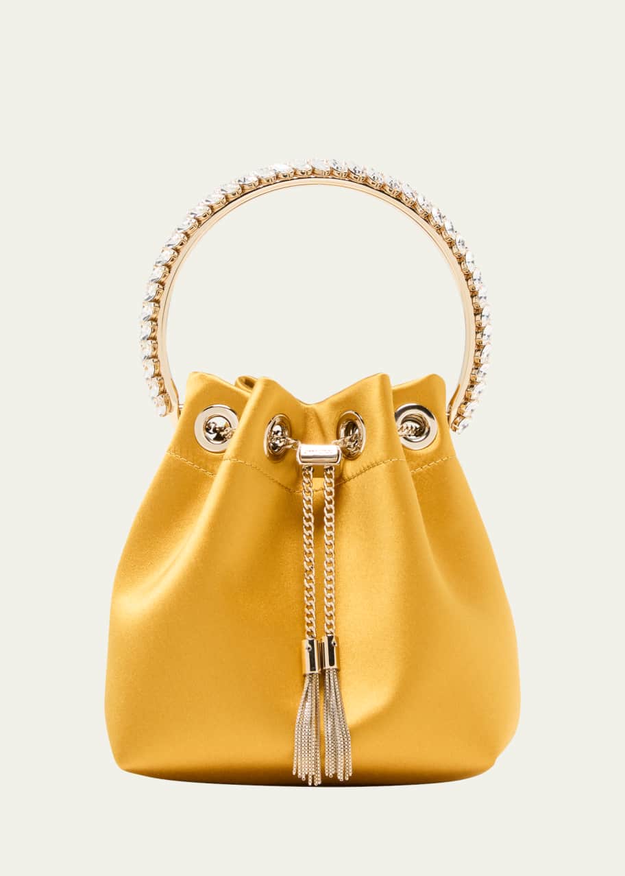 【送料&関税込】Jimmy Choo Satin Bucket Bag With Crystals De Jimmy Choo Bon Bon crystal-embellished Bucket Bag | Gold