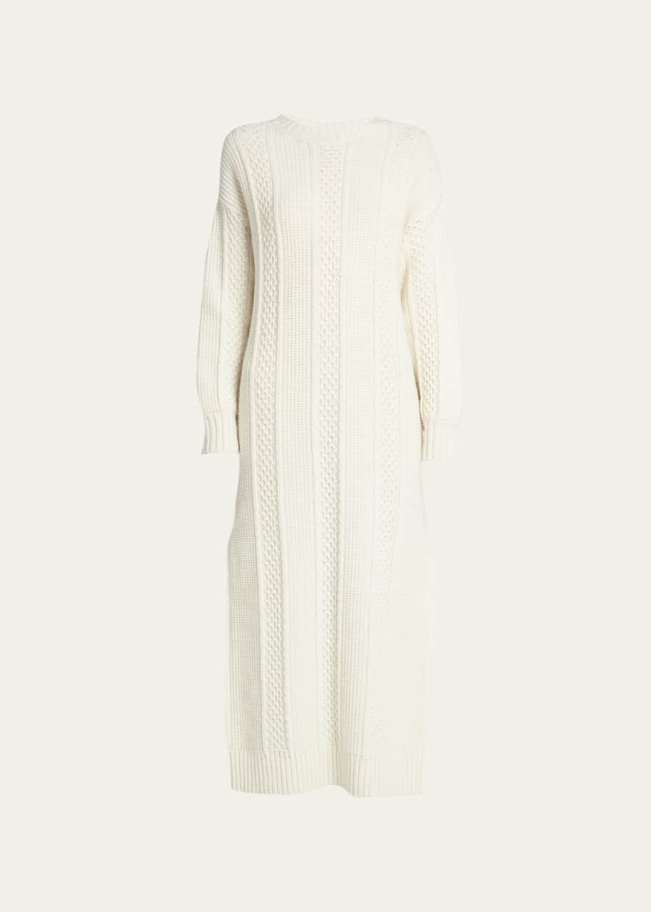 green emerald velvet dress Golden Goose Journey Knit High Neck Mini Dress Melange Beige main image 1