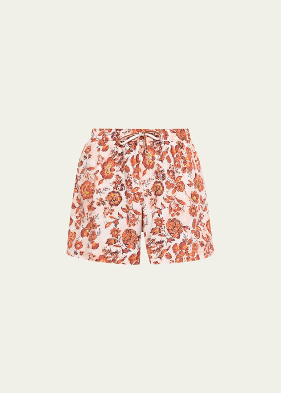 Loro Piana Men's Floral-Print Nylon Swim Trunks - Bergdorf Goodman