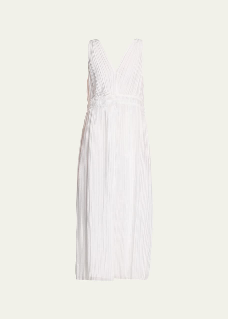 Vince Pleated Double V-Neck Sleeveless Midi Dress - Bergdorf Goodman