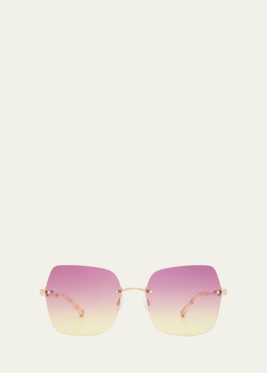 Image 1 of 1: Angie Titanium & Tusk-Print Acetate Butterfly Sunglasses