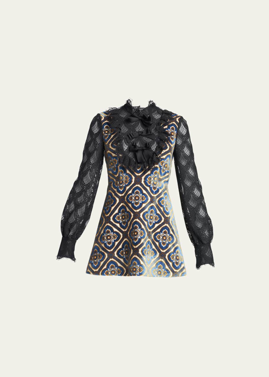 etro lace dress Etro - Black Lace Overlay Floral Midi Dress