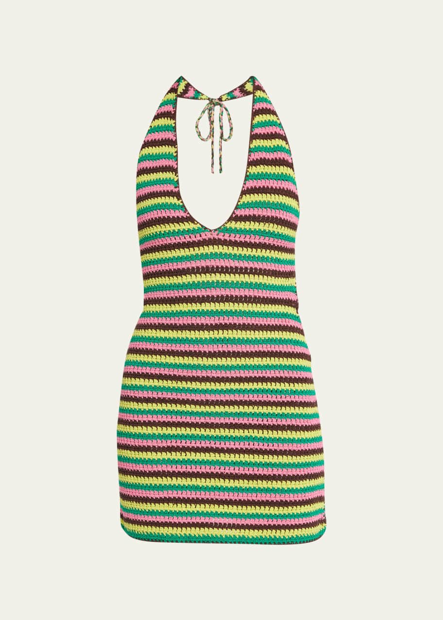 FRAME Crochet Halter Mini Dress Bergdorf Goodman