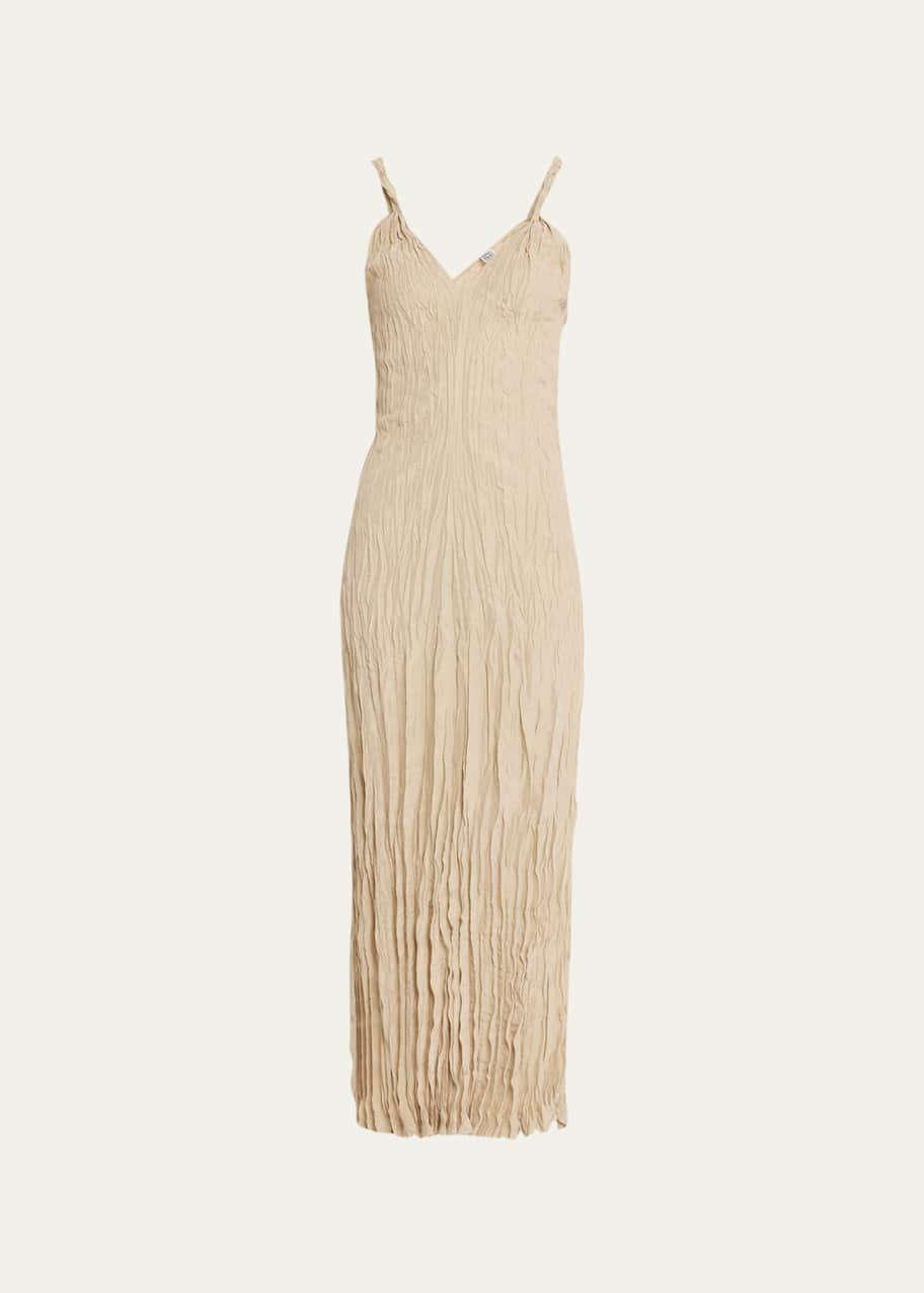 Toteme Twist Strap Crinkled Silk Maxi Dress - Bergdorf Goodman