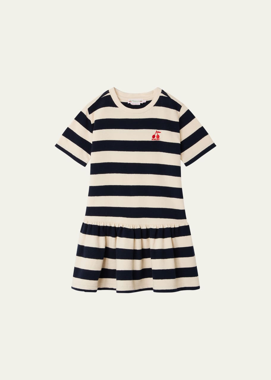 Bonpoint Girl's Logo-Print Striped Dress, Size 4-12 - Bergdorf Goodman