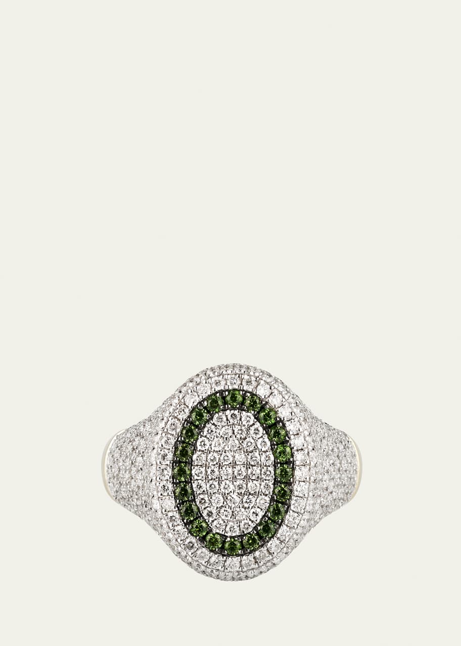 Image 1 of 1: The 6th Tsavorite Diamond Pave Signet Ring