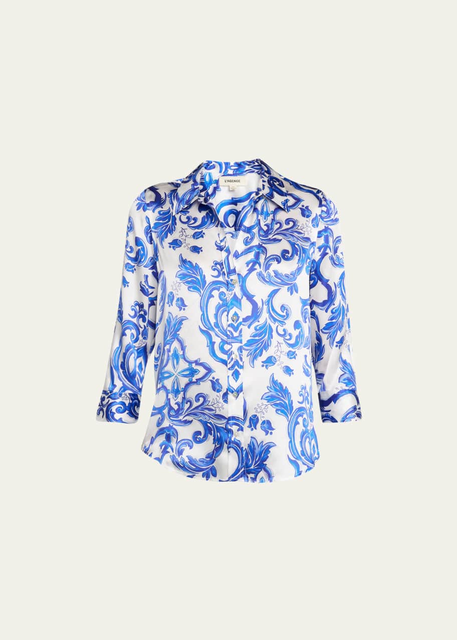 Dani Silk Blouse - Midnight Multi Etched Paisley