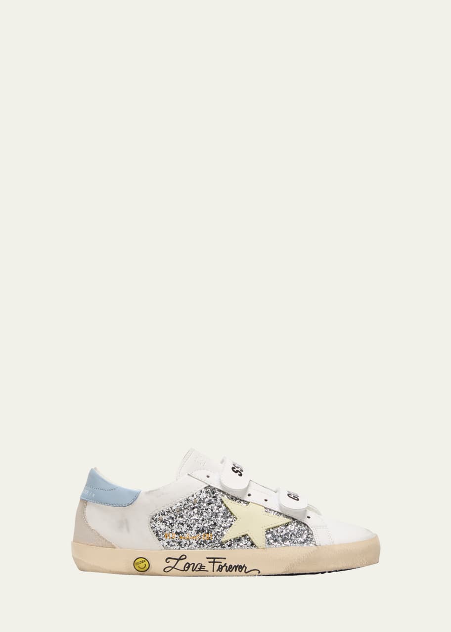Girl s Old School Glitter Leather Sneakers Toddler Kids