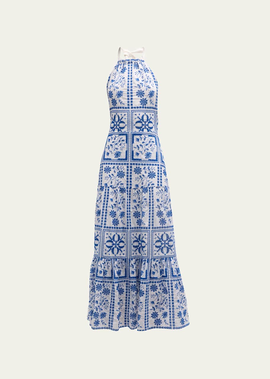 Milly Hayden Embroidered Eyelet Halter Maxi Dress - Bergdorf Goodman