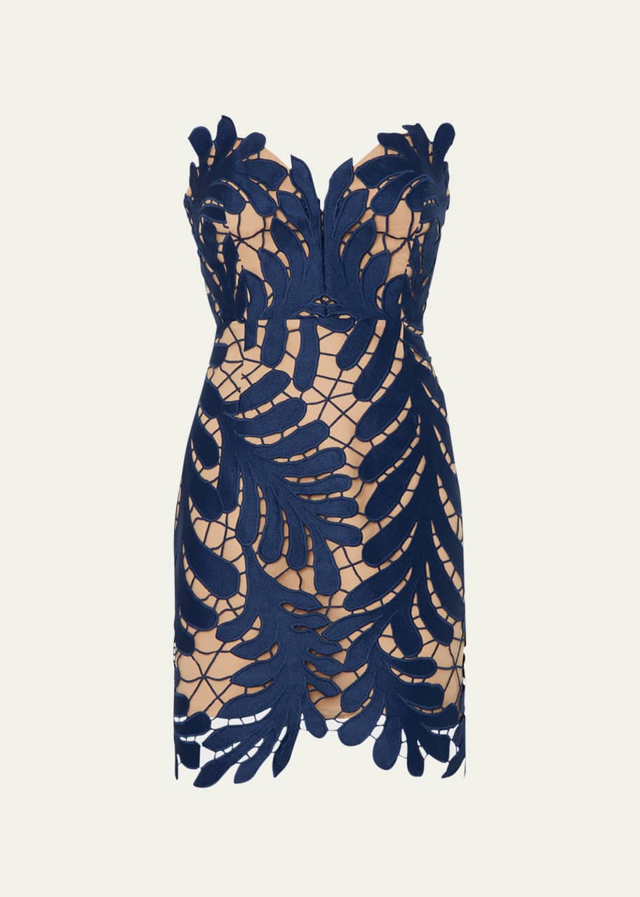 Milly Osianna Strapless Leaf Lace Mini Dress Bergdorf Goodman