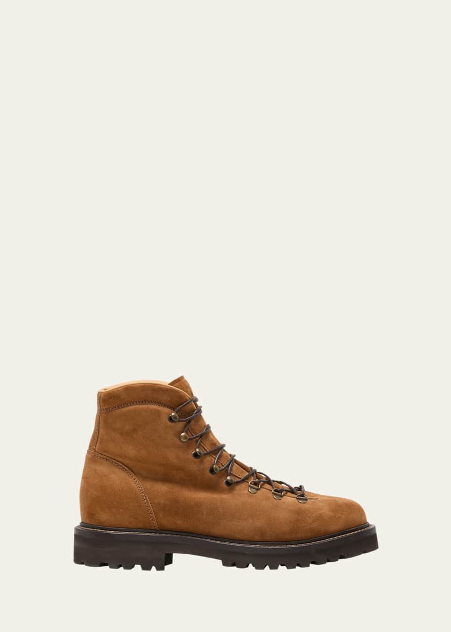 Brunello Cucinelli Men's Shearling-Lined Suede Hiking Boots