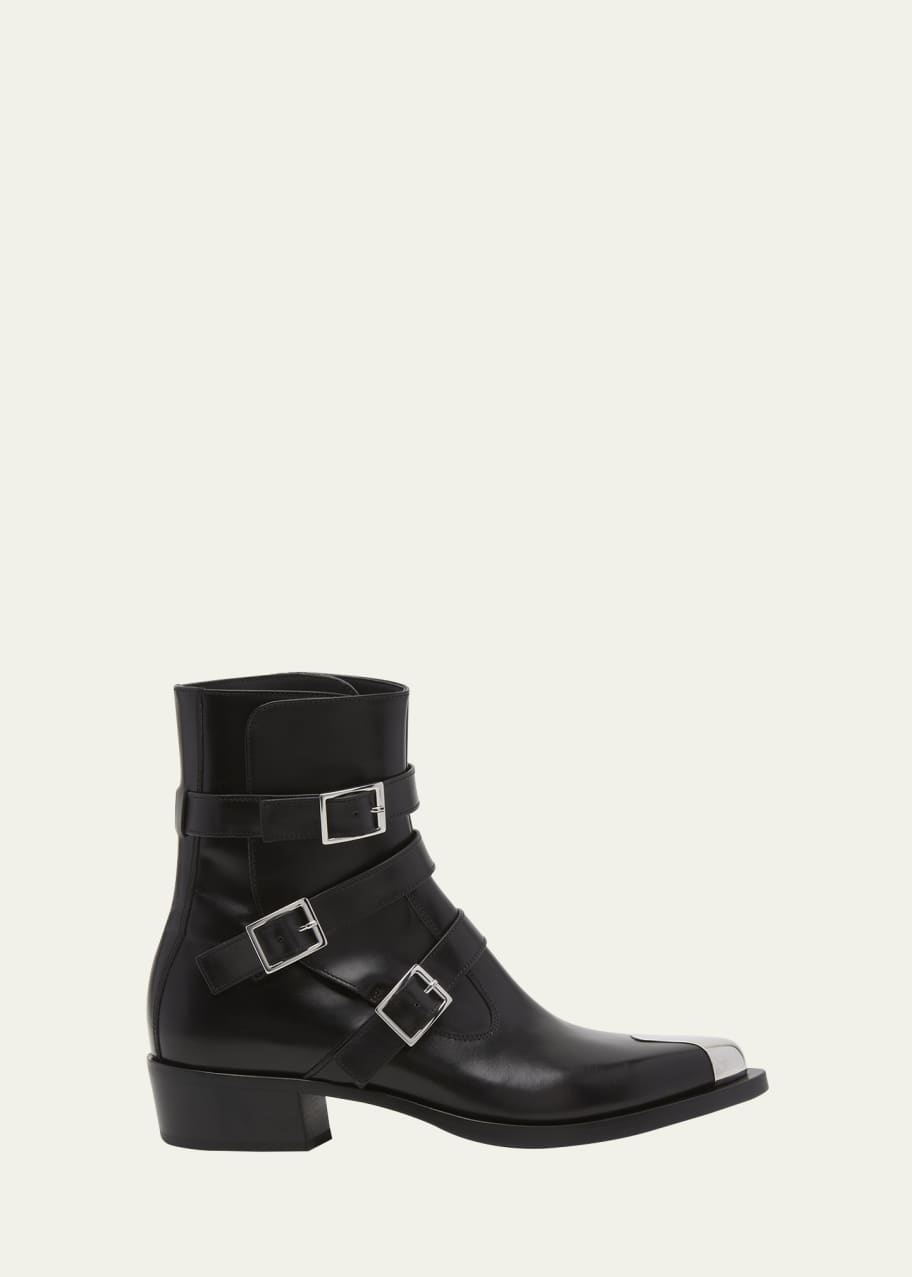 Alexander McQueen Men's Metal Toe Cap Ankle Boots Bergdorf Goodman
