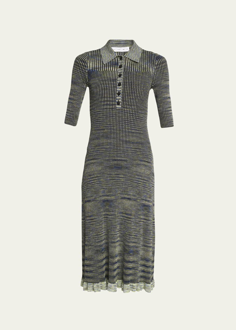 Proenza Schouler White Label Space Dye Rib-Knit Polo Midi Dress - Bergdorf  Goodman