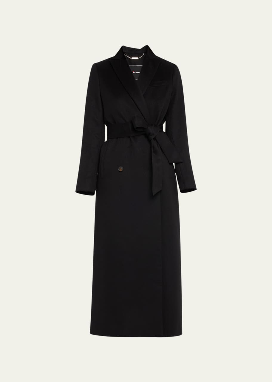 Image 1 of 1: Long Wrap Double-Breast Cashmere Coat