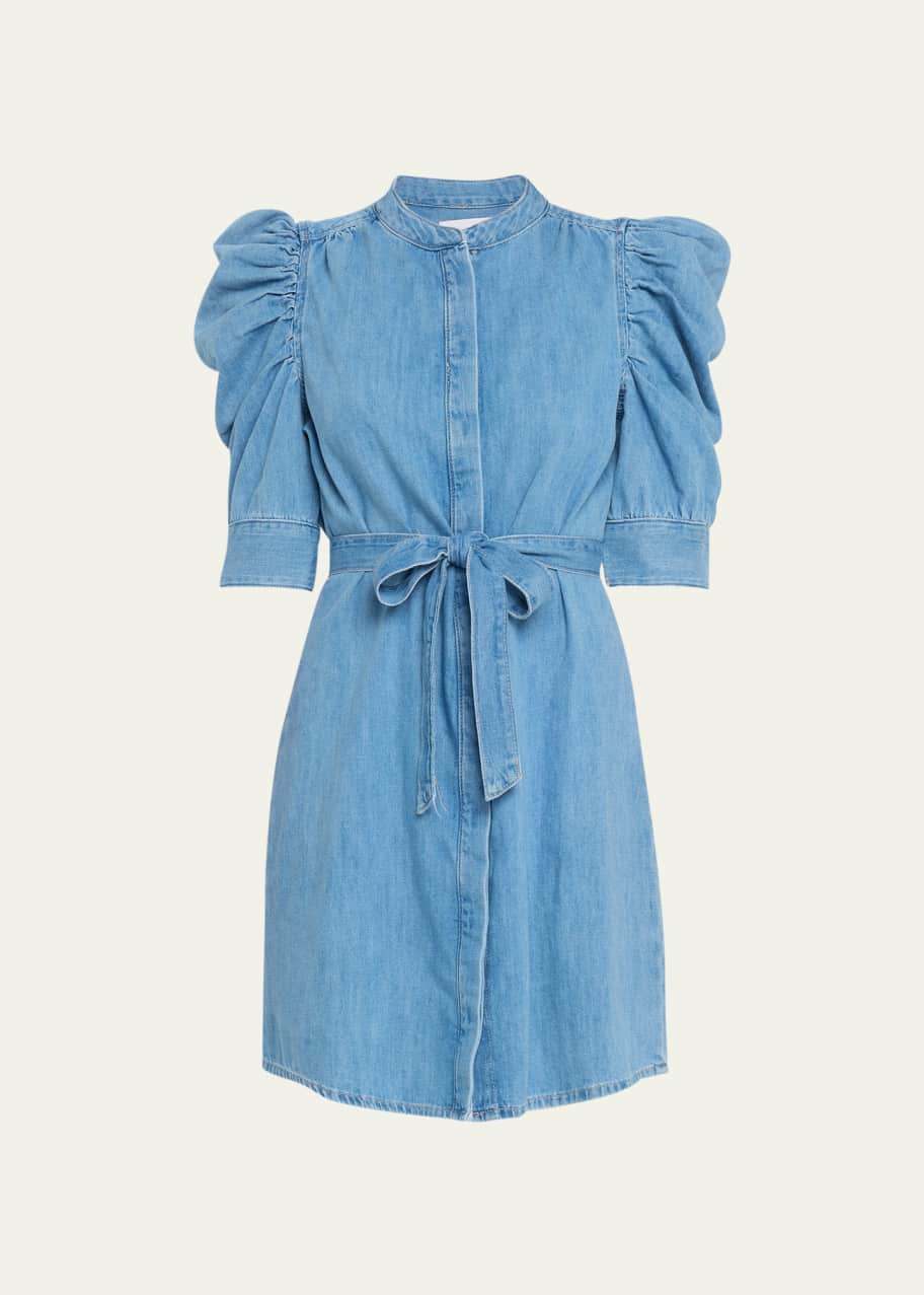 a frame mini dress Frame Denim Puff Sleeve Button Front Mini Dress Small $398