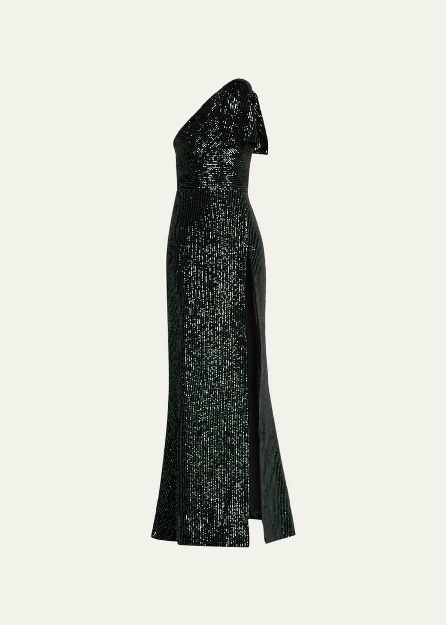 Elie Saab Sequined Velvet One-Shoulder Dress - Bergdorf Goodman