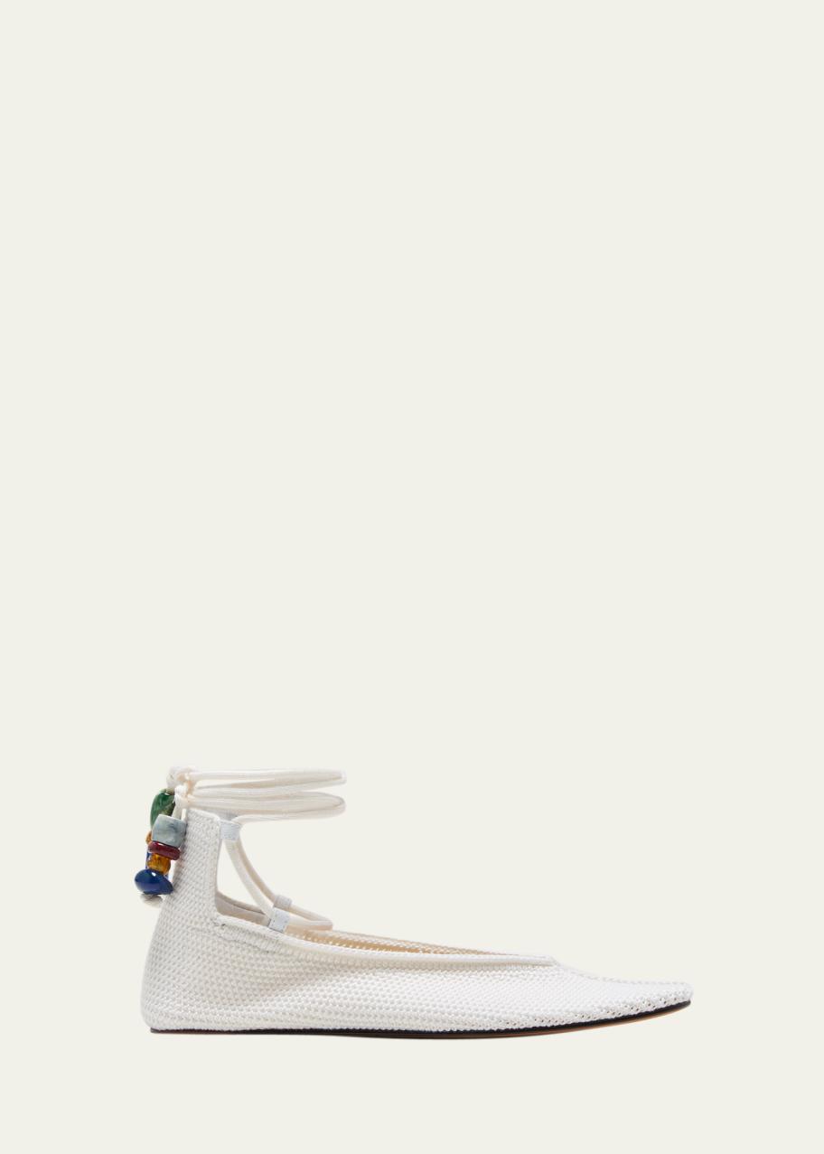 Loro Piana Bingin Crochet Ankle-Tie Ballerina Flats - Bergdorf Goodman