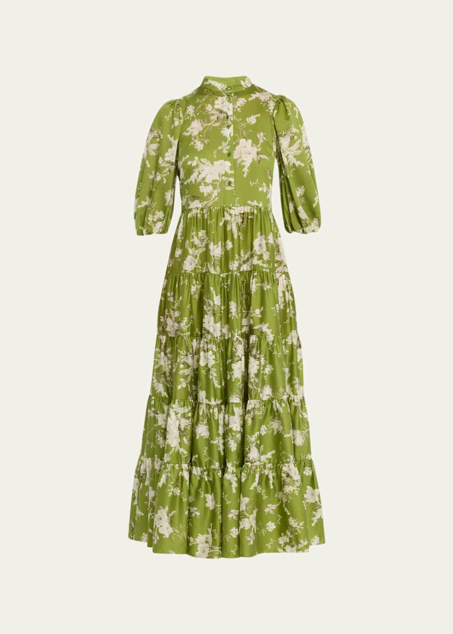 Erdem Magnolia Garden-Printed Tiered Maxi Dress - Bergdorf Goodman