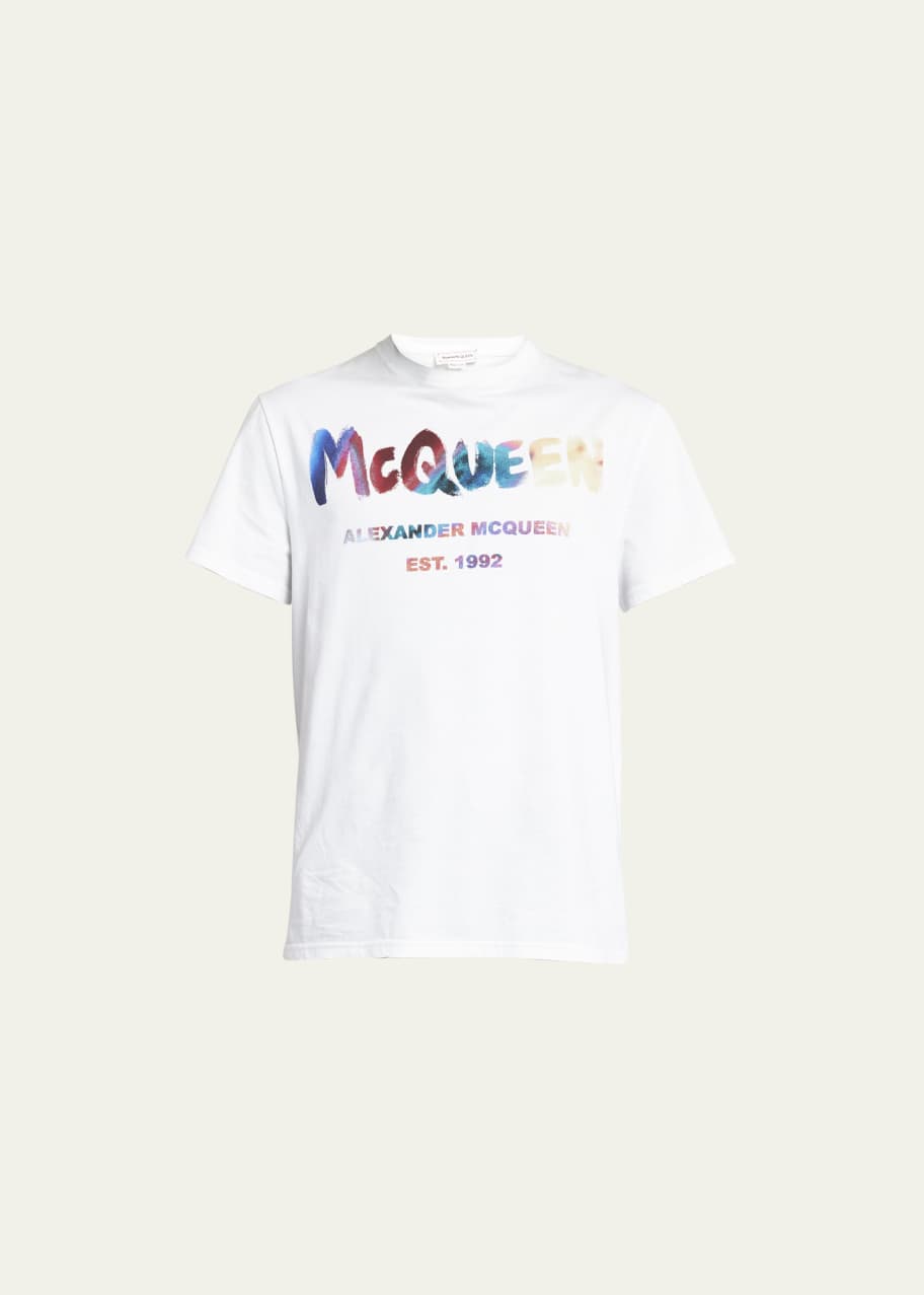 Alexander McQueen Men's Luminous Graffiti Logo T-Shirt - Bergdorf Goodman