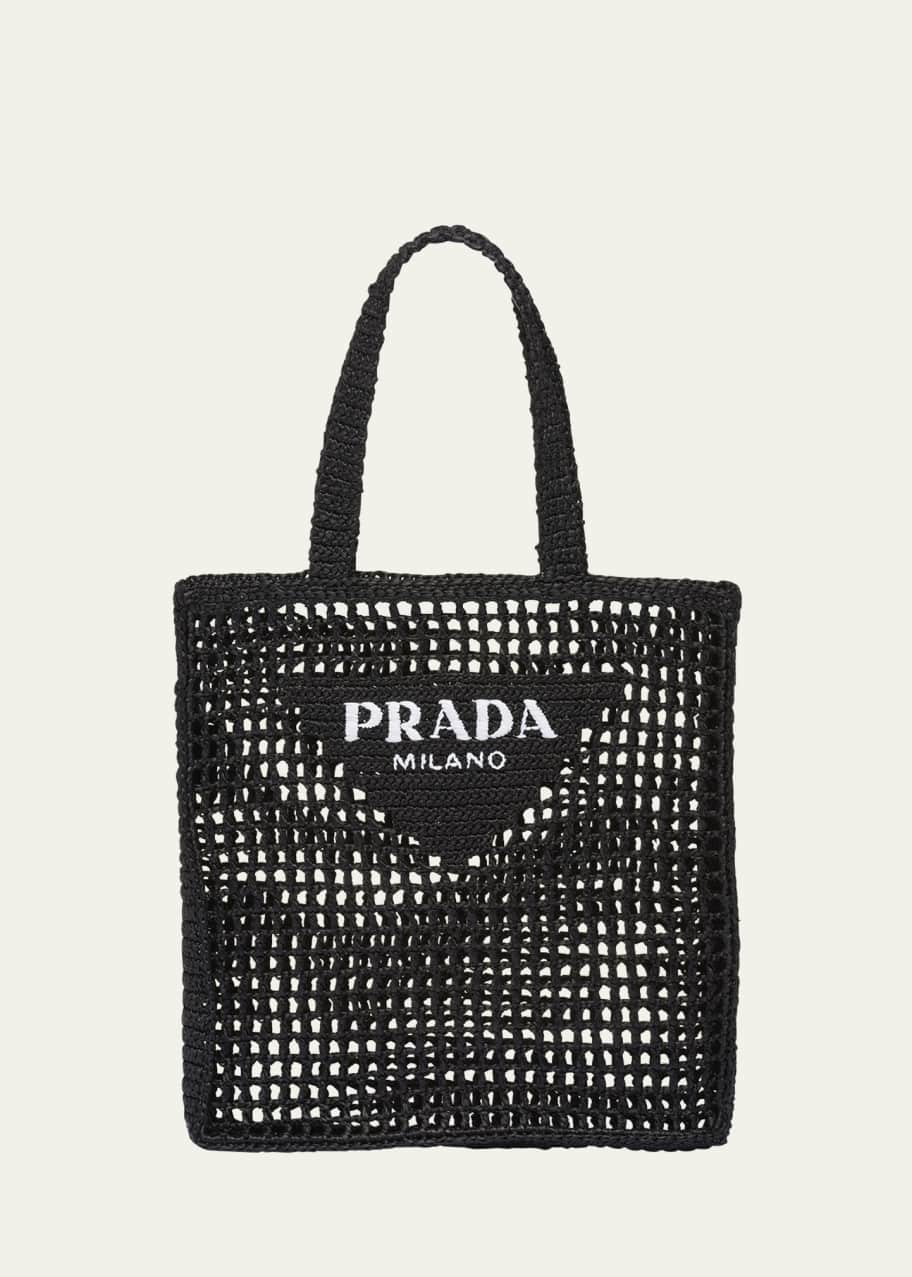 Prada Men's Triangle Logo Raffia Tote Bag - Bergdorf Goodman