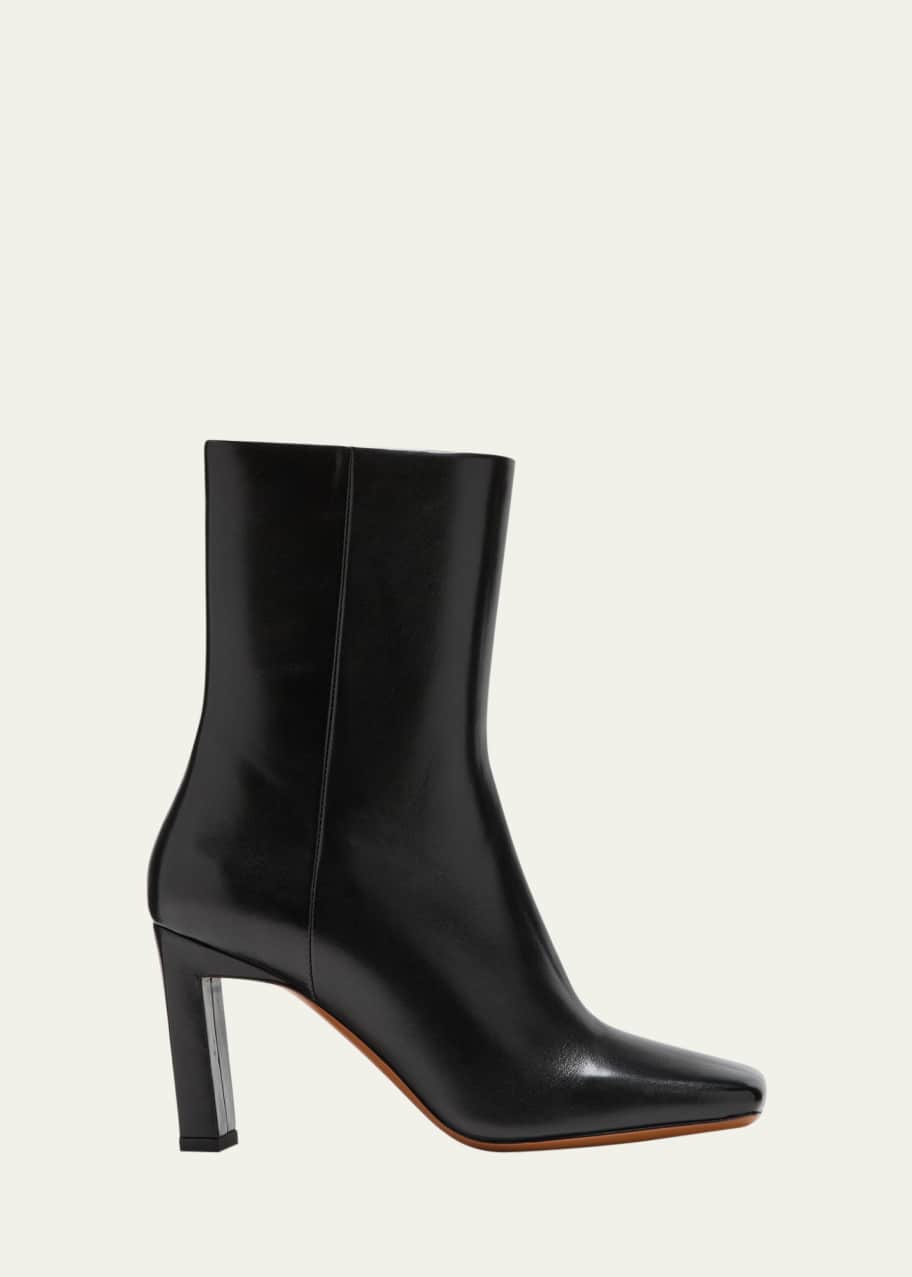 Image 1 of 1: Isa Leather Square-Toe Booties