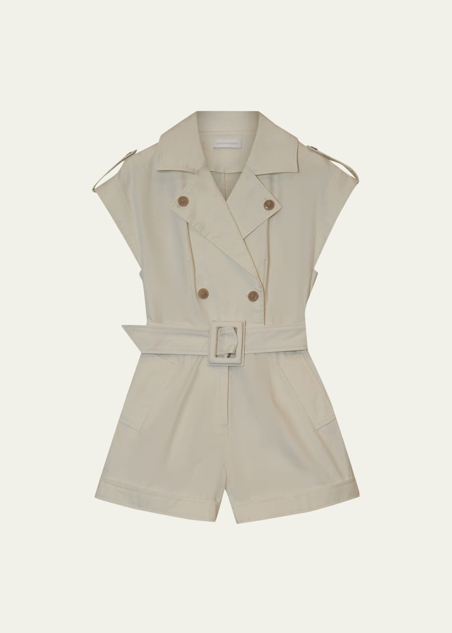 Image 1 of 1: Vega Belted Stretch Cotton Twill Romper