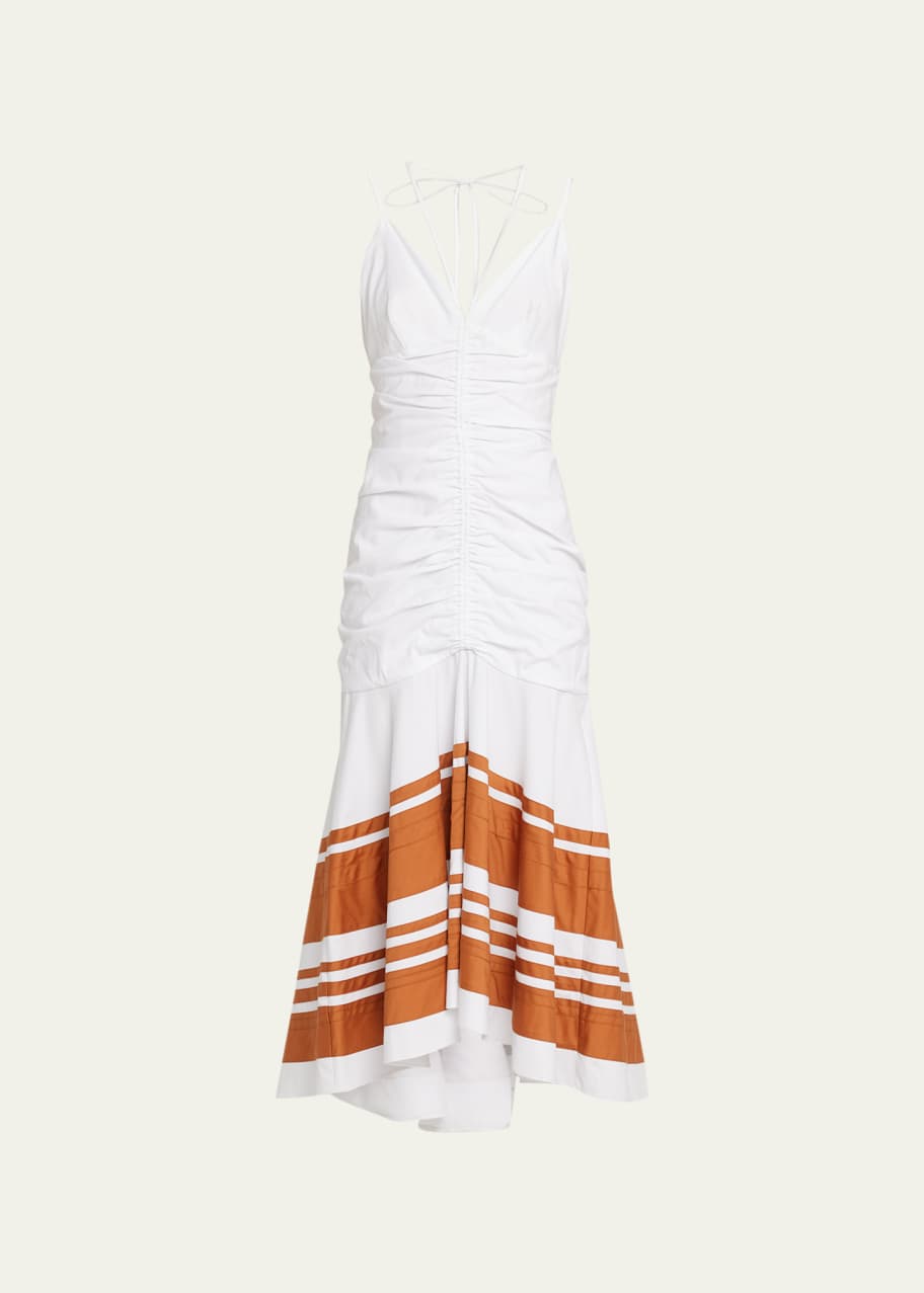 Veronica Beard Fitz Halter Ruched Fit-And-Flare Midi Dress - Bergdorf  Goodman
