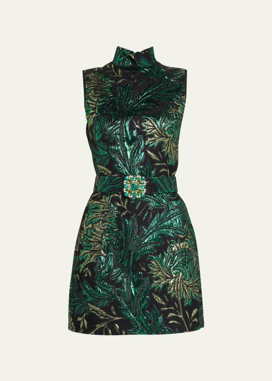 green emerald velvet dress Floral Embellished A-line Gown | Andrew GN main image 1