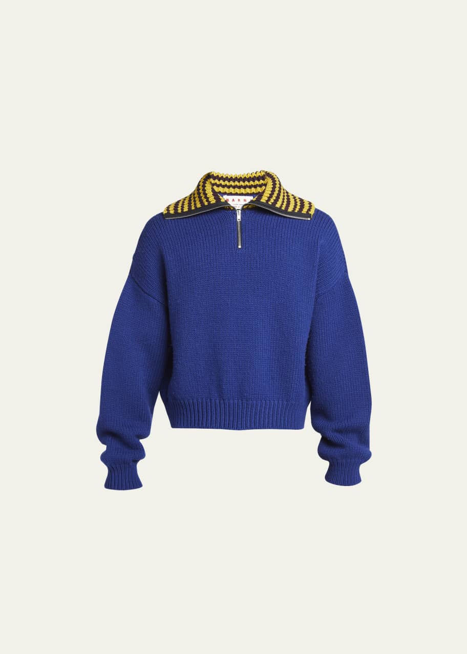 Marni Men's Wool Sweater With Sailor Foldover Collar