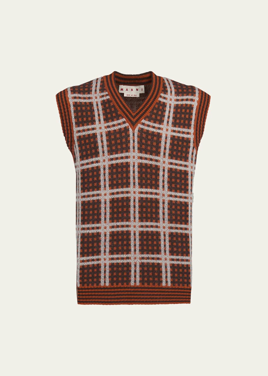 Marni Men's Plaid Knit Sweater Vest Bergdorf Goodman