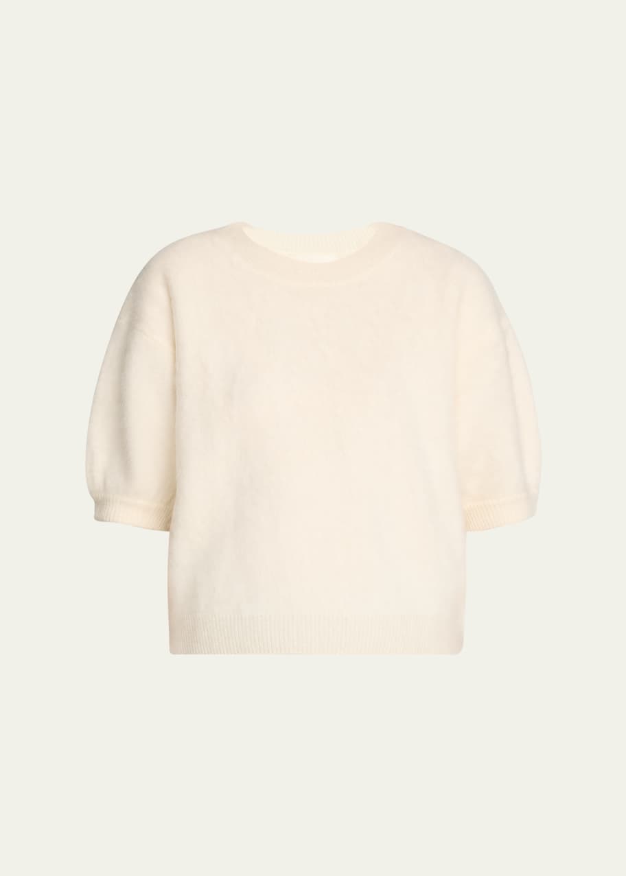 Lisa Yang Juniper Cashmere Short-Sleeve Brushed Knit Sweater