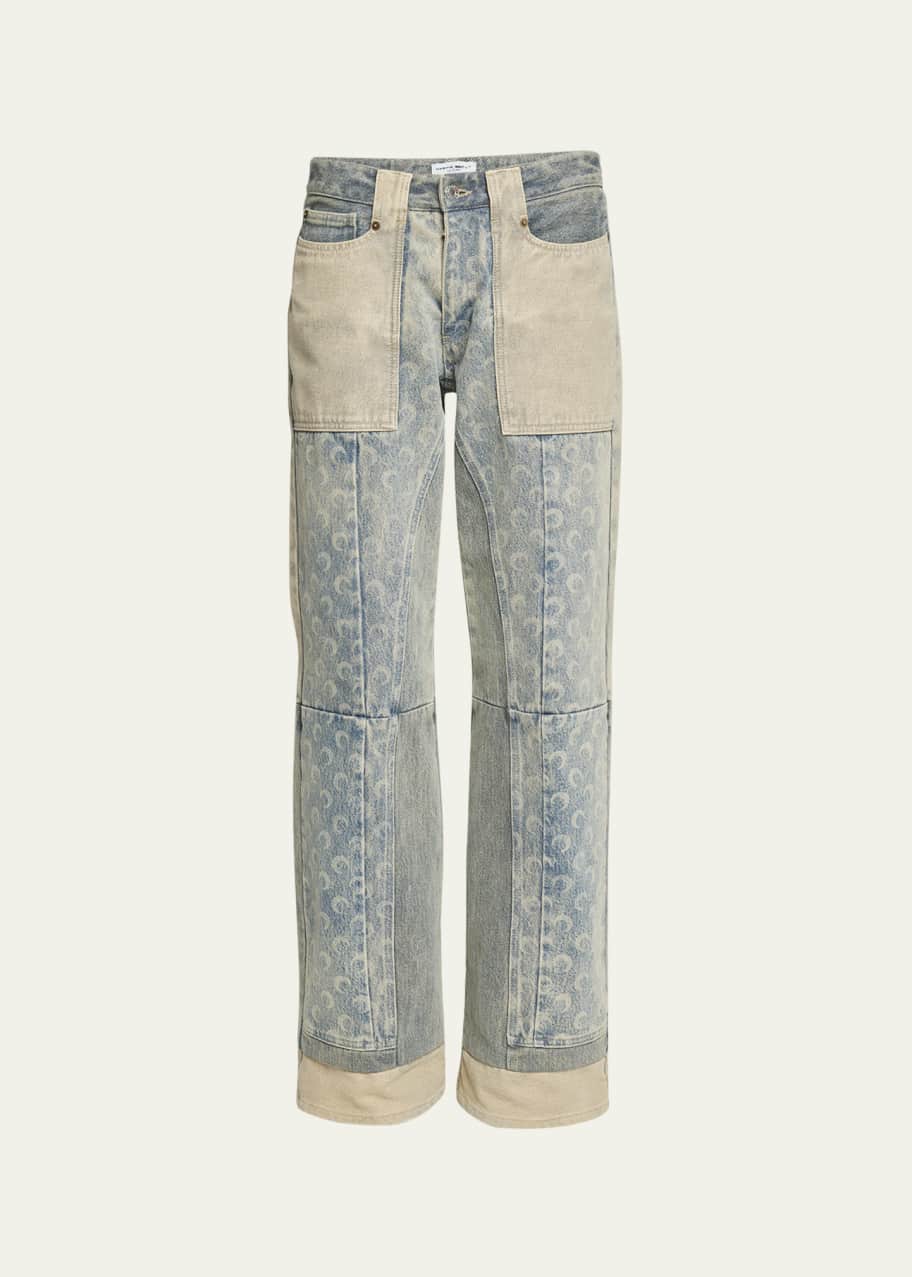 国内配送【MARINE SERRE 】Regenerated Denim Wide Leg Pants Marine Serre Regenerated Denim Wide-Leg Pants - Bergdorf Goodman