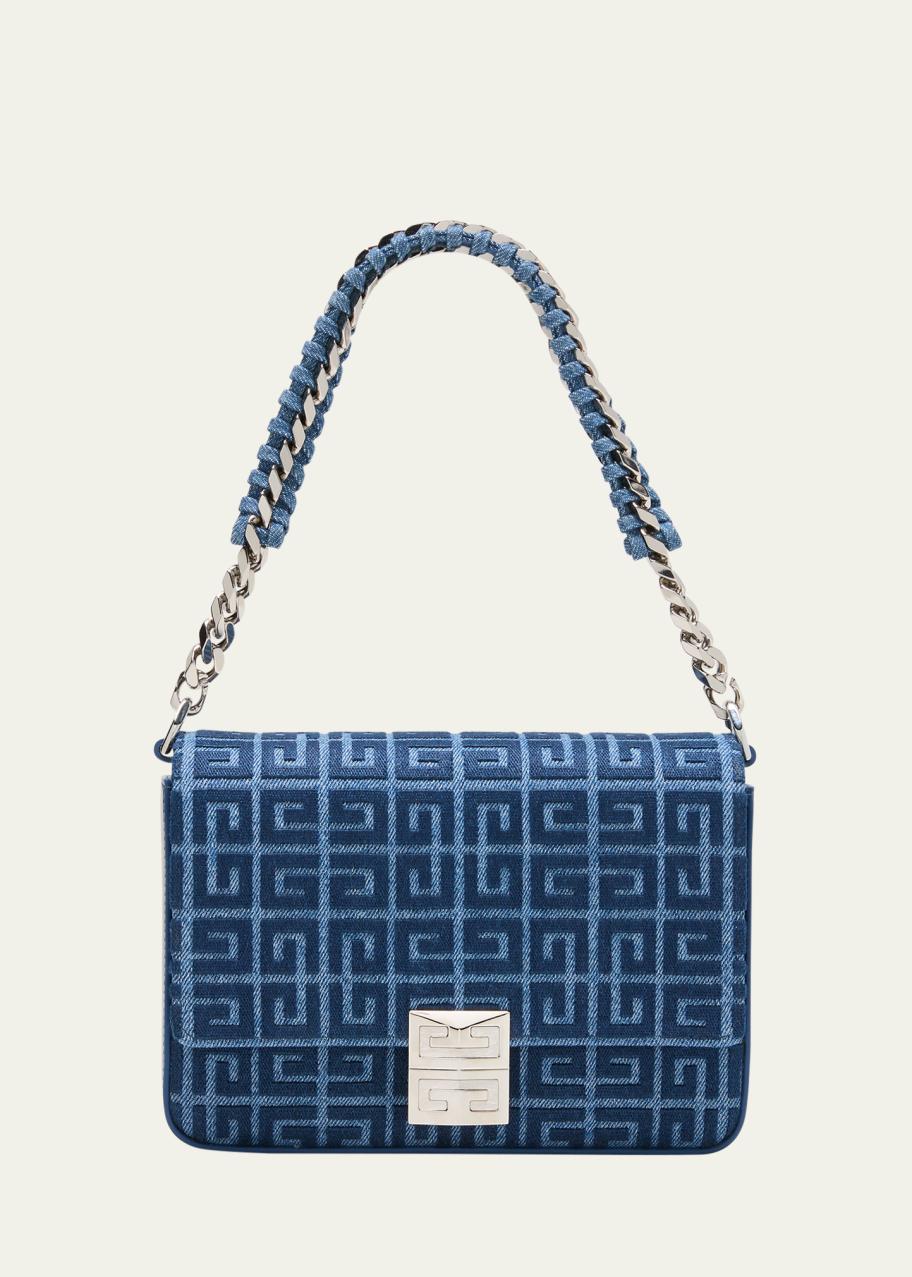 Givenchy 4G Medium Crossbody in 4G Denim with Woven Chain 