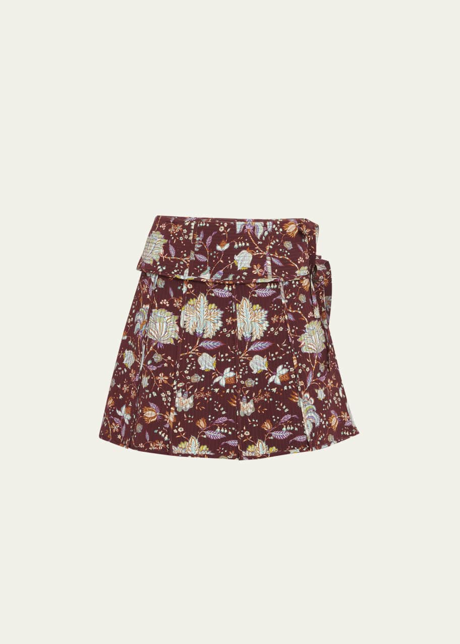 Floral mini skirt silk top
