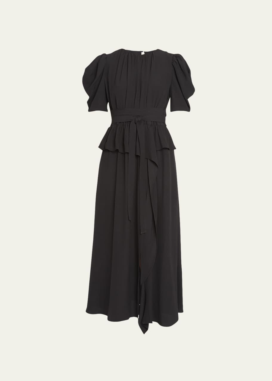 Ulla Johnson Marion Puff-Sleeve Belted Midi Dress - Bergdorf Goodman