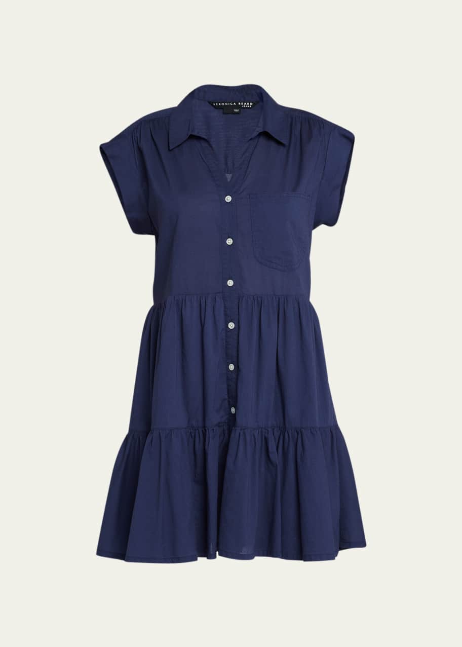 【Veronica Beard】 Trisha tieredコットンミニドレス Veronica Beard Trisha Tiered Button-Front Mini Shirtdress